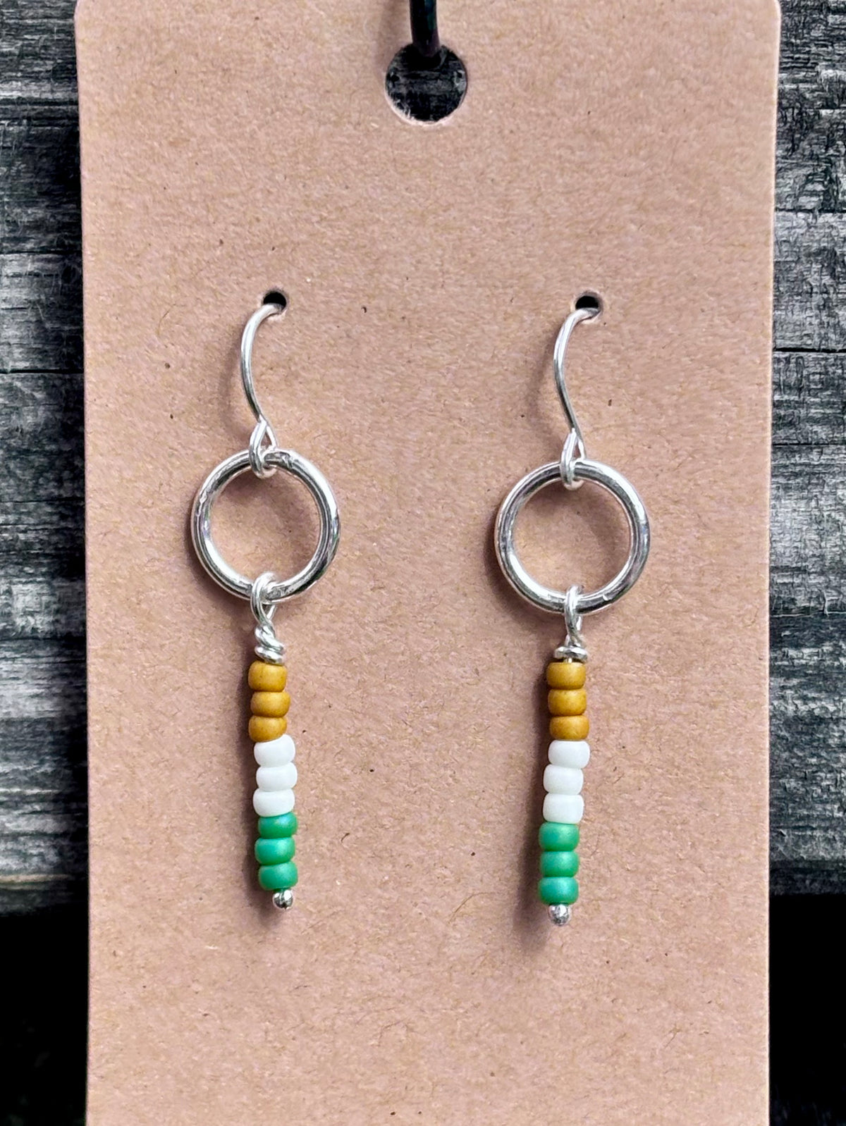 Handmade Sterling Silver Miyuki Seed Bead Dangle Earrings