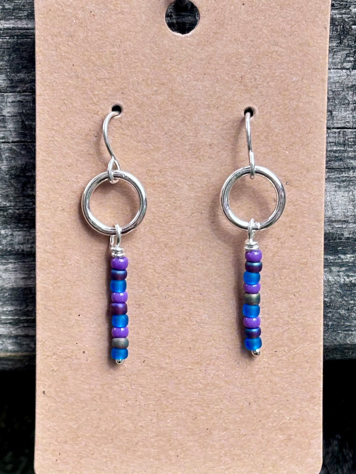 Handmade Sterling Silver Miyuki Seed Bead Dangle Earrings