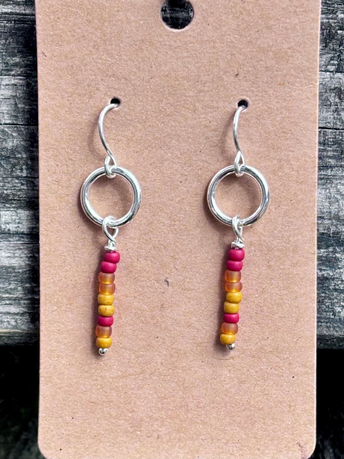 Handmade Sterling Silver Miyuki Seed Bead Dangle Earrings