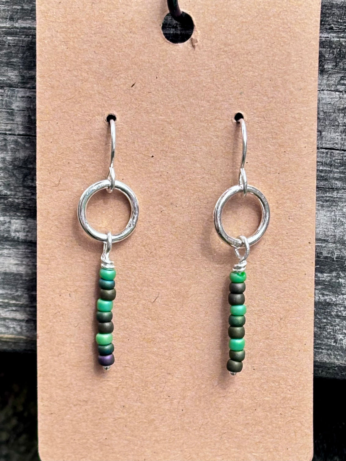 Handmade Sterling Silver Miyuki Seed Bead Dangle Earrings
