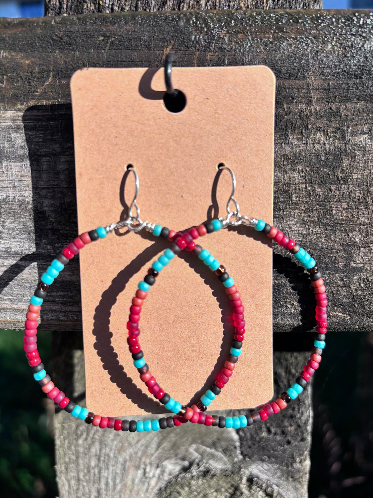 Handmade Sterling Silver Beaded Hoop Earrings | Miyuki Seed Beads