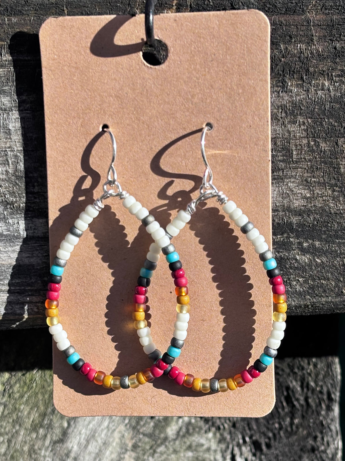 Handmade Sterling Silver Beaded Hoop Earrings | Miyuki Seed Beads
