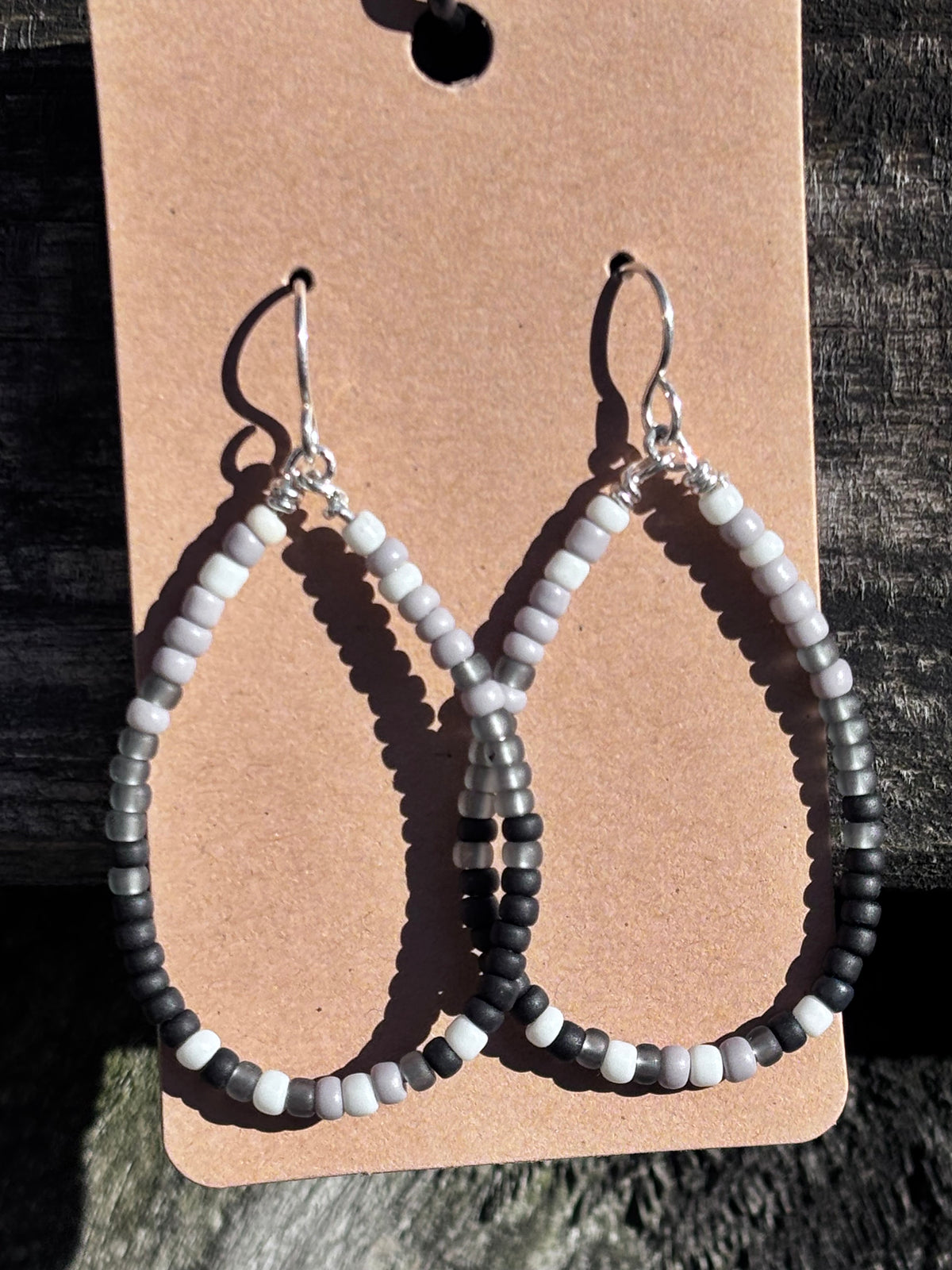 Handmade Sterling Silver Beaded Hoop Earrings | Miyuki Seed Beads