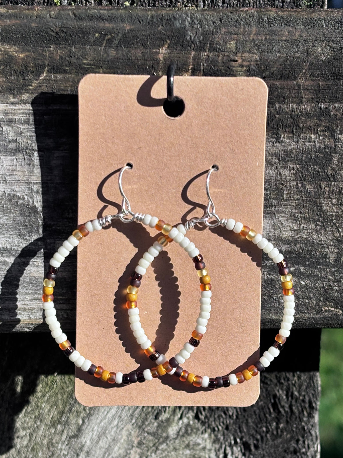 Handmade Sterling Silver Beaded Hoop Earrings | Miyuki Seed Beads