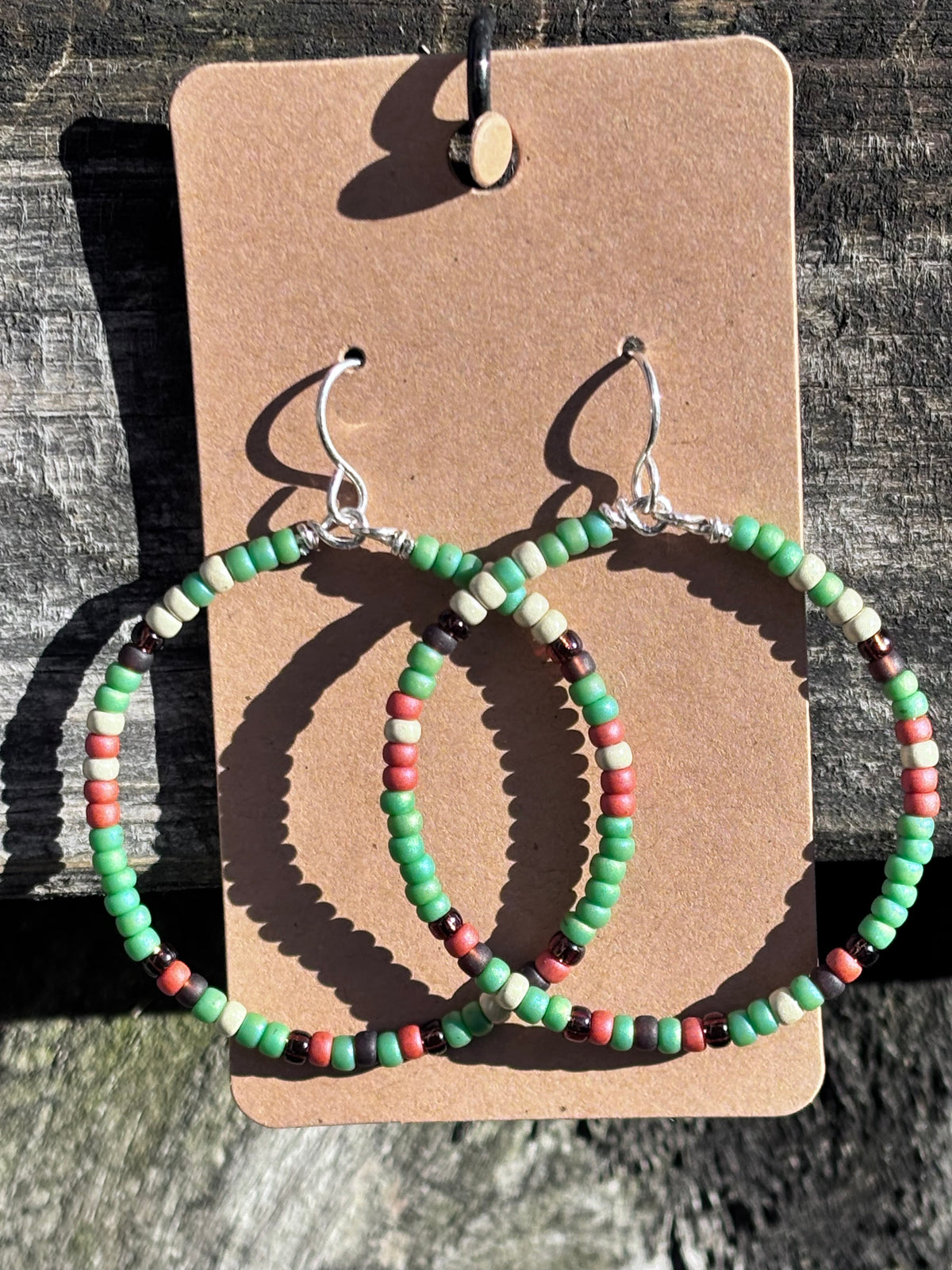 Handmade Sterling Silver Beaded Hoop Earrings | Miyuki Seed Beads