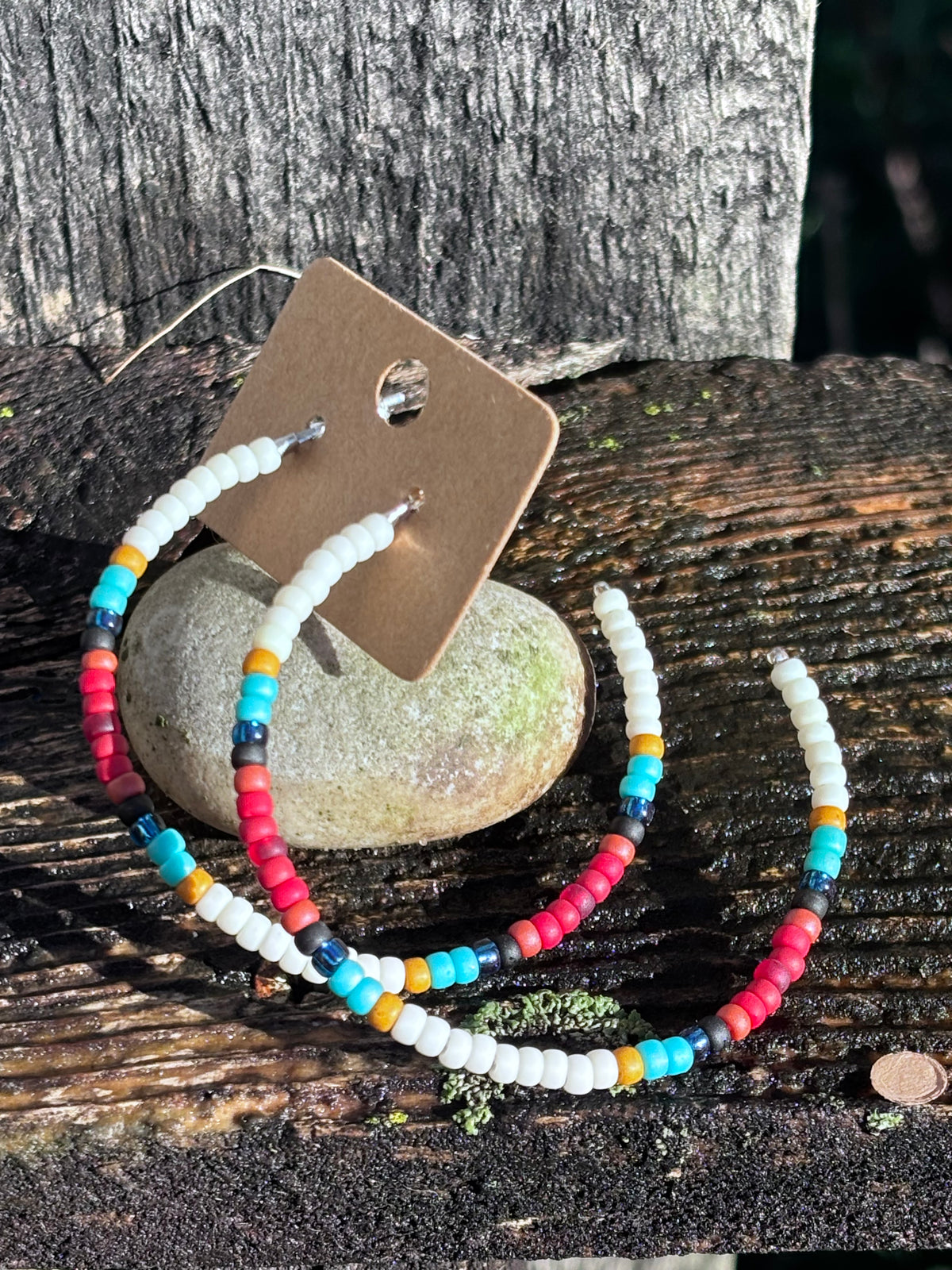 Handcrafted Sterling Silver Hoop Earrings with Miyuki Seed Beads