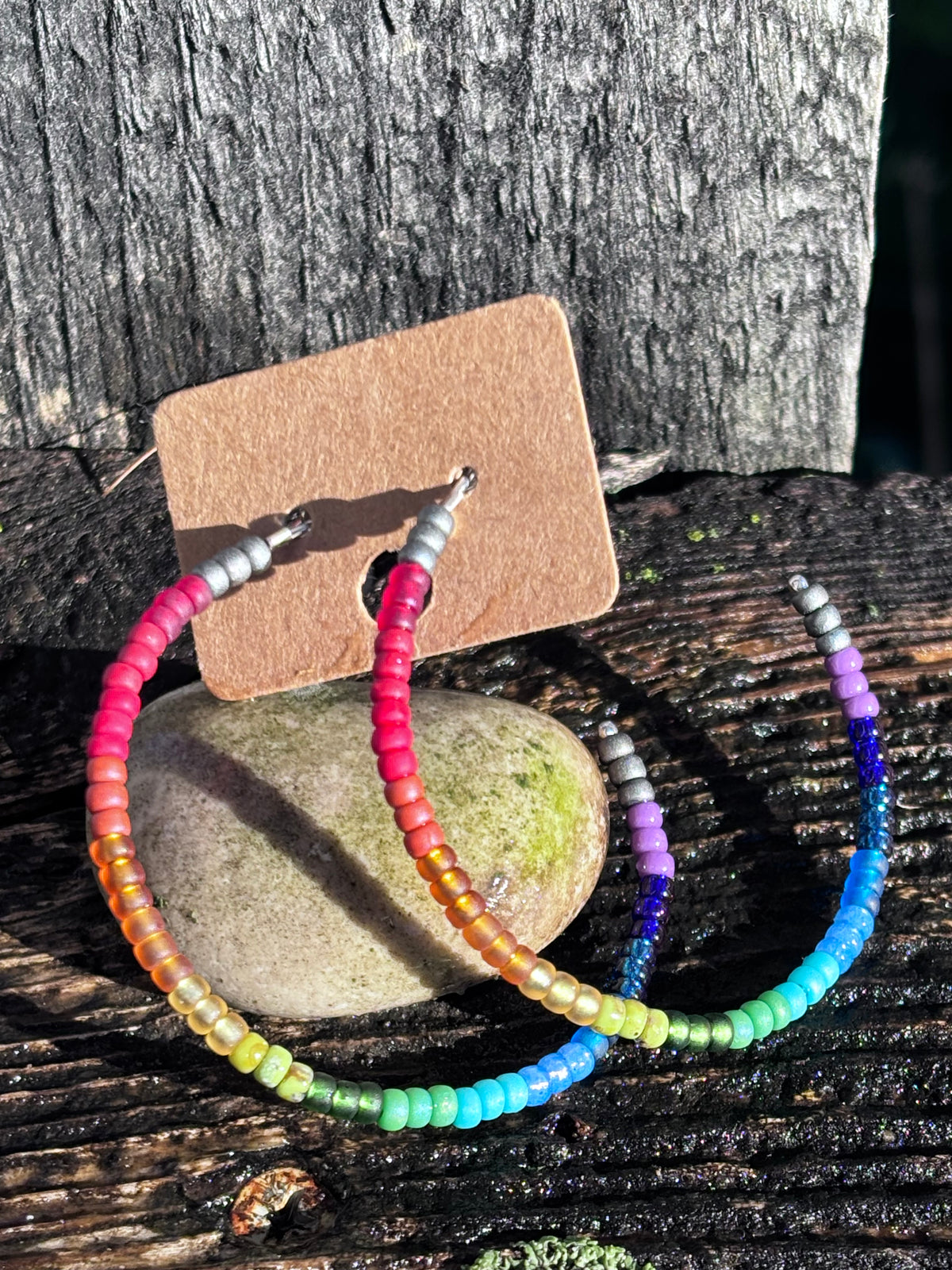 Handcrafted Sterling Silver Hoop Earrings with Miyuki Seed Beads