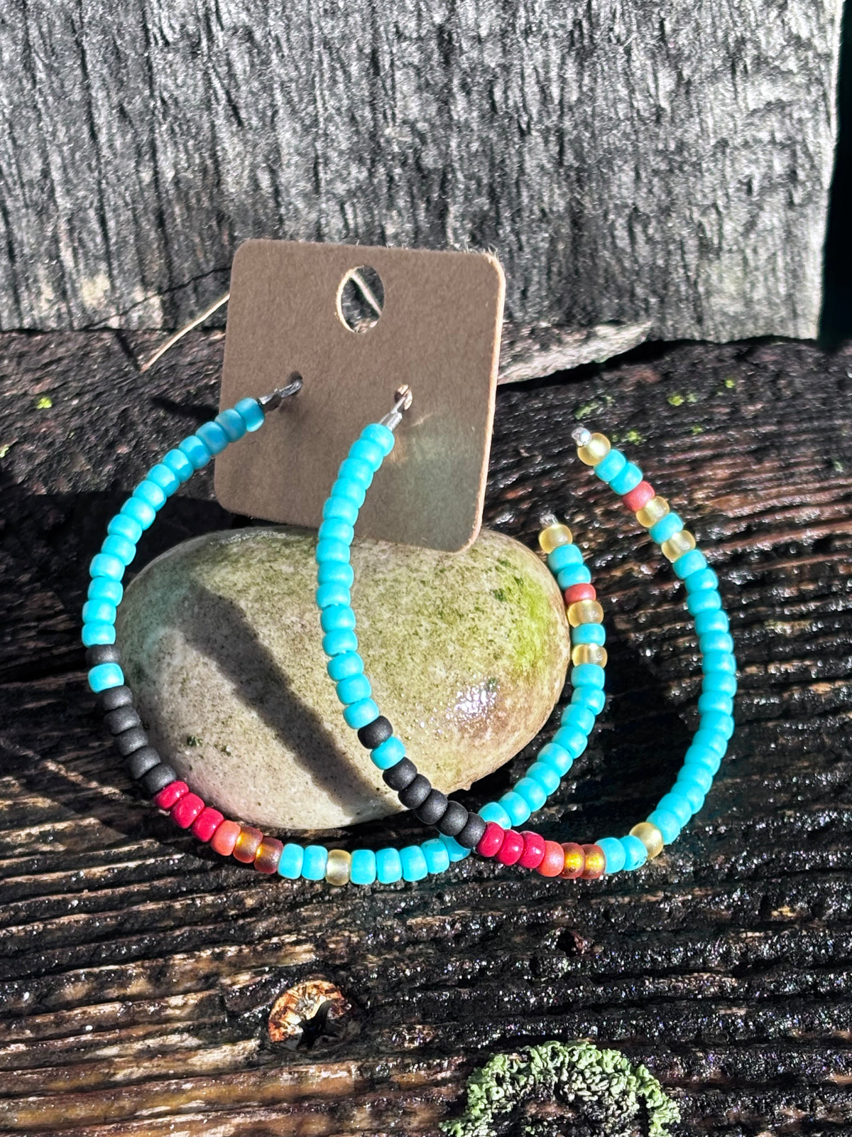 Handcrafted Sterling Silver Hoop Earrings with Miyuki Seed Beads