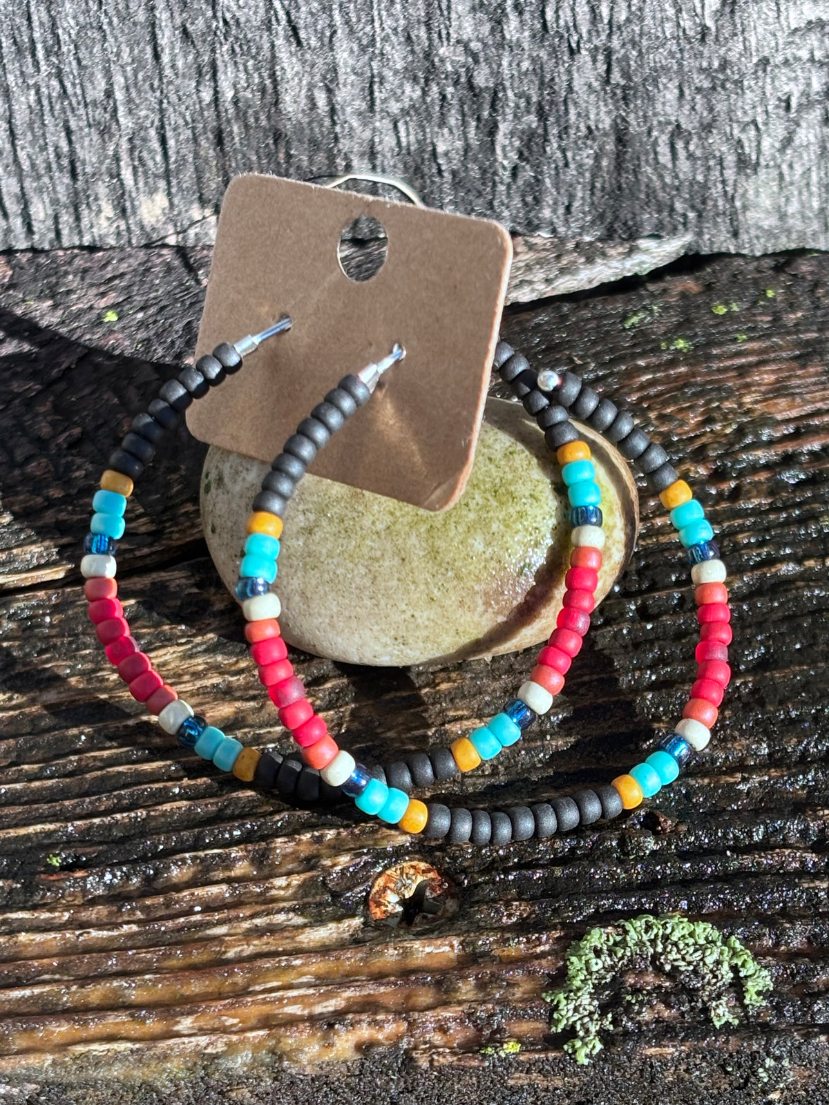 Handcrafted Sterling Silver Hoop Earrings with Miyuki Seed Beads